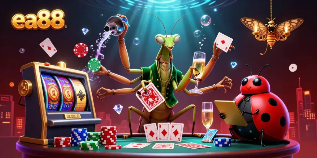 Experience the thrill of gambling at ea88 with dynamic characters and vibrant casino elements.