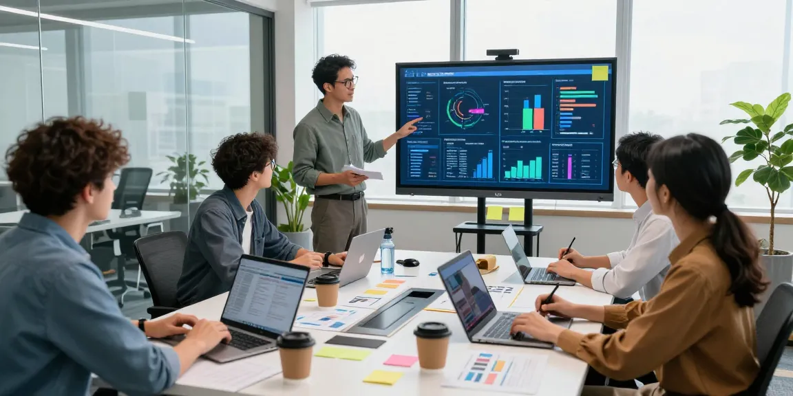 Team collaboration in a modern office showcasing the WPS Official Website features with vibrant data visualizations.
