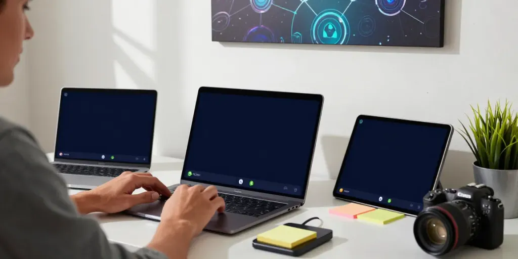 Explore GB WhatsApp features on a smartphone in a modern digital workspace.