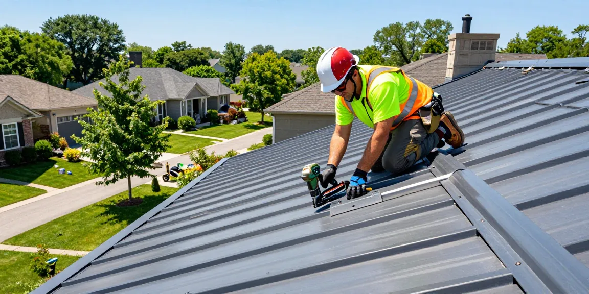 Expert roofer from mroof.ca installing reliable metal roofing on a Toronto home, emphasizing quality and efficiency